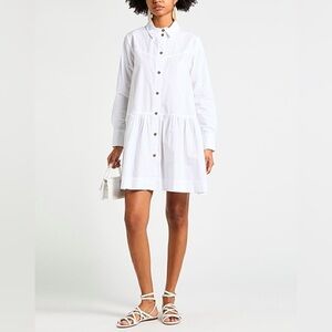 Ganni poplin cotton shirt dress ruffle Hem 38 4 Button Up Classic Office Casual
